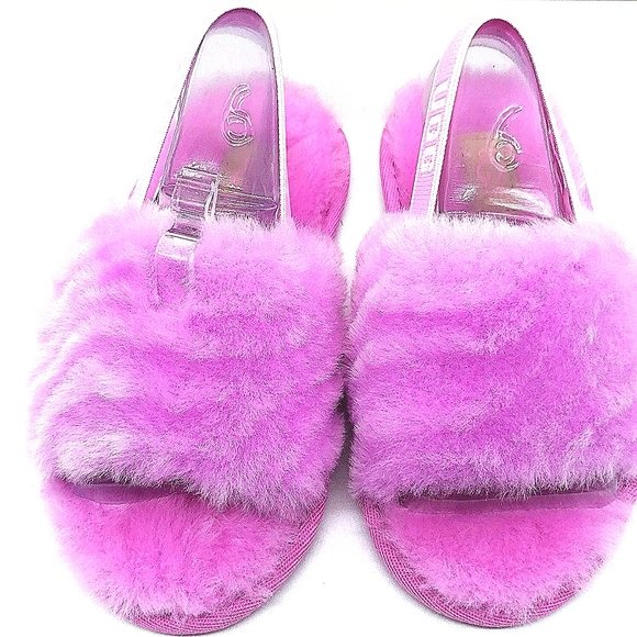 UGG Pink T Fluff Yeah Wavy Slippers Size 9 US girls toddler-SOLD OUT EVERYWHERE! - Picture 6 of 7